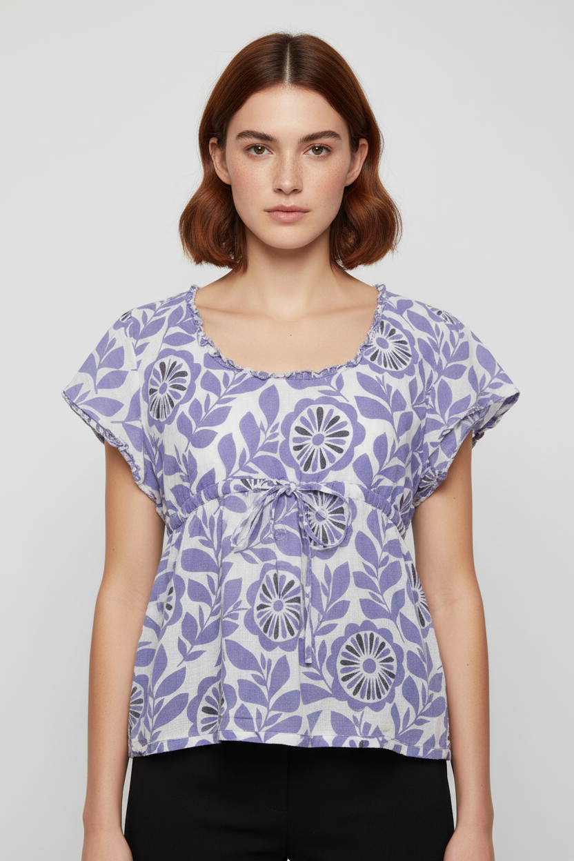 Boden Damen Top Blau Weiß Größe M
