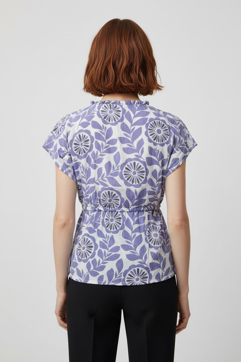Boden Damen Top Blau Weiß Größe M