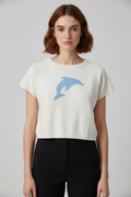 Cropp Damen Top Weiß Blau Größe XL
