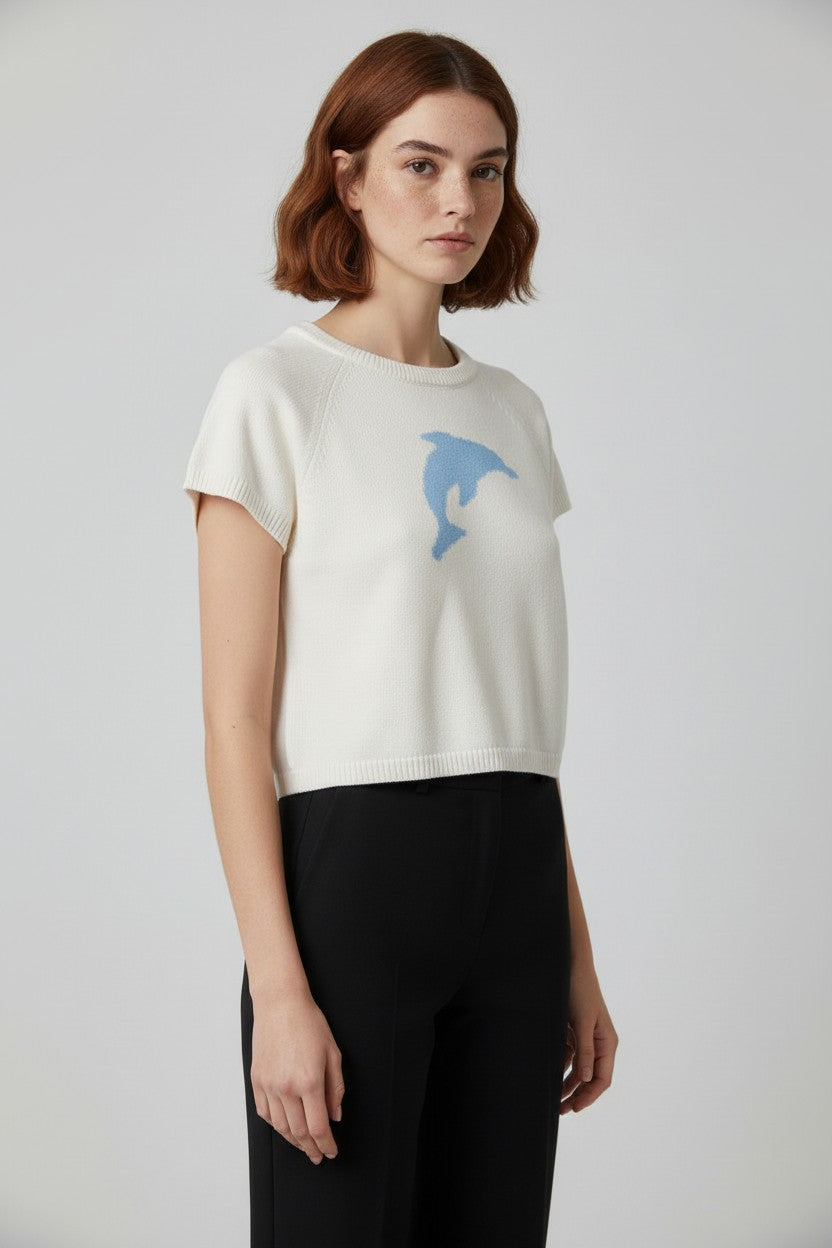 Cropp Damen Top Weiß Blau Größe XL