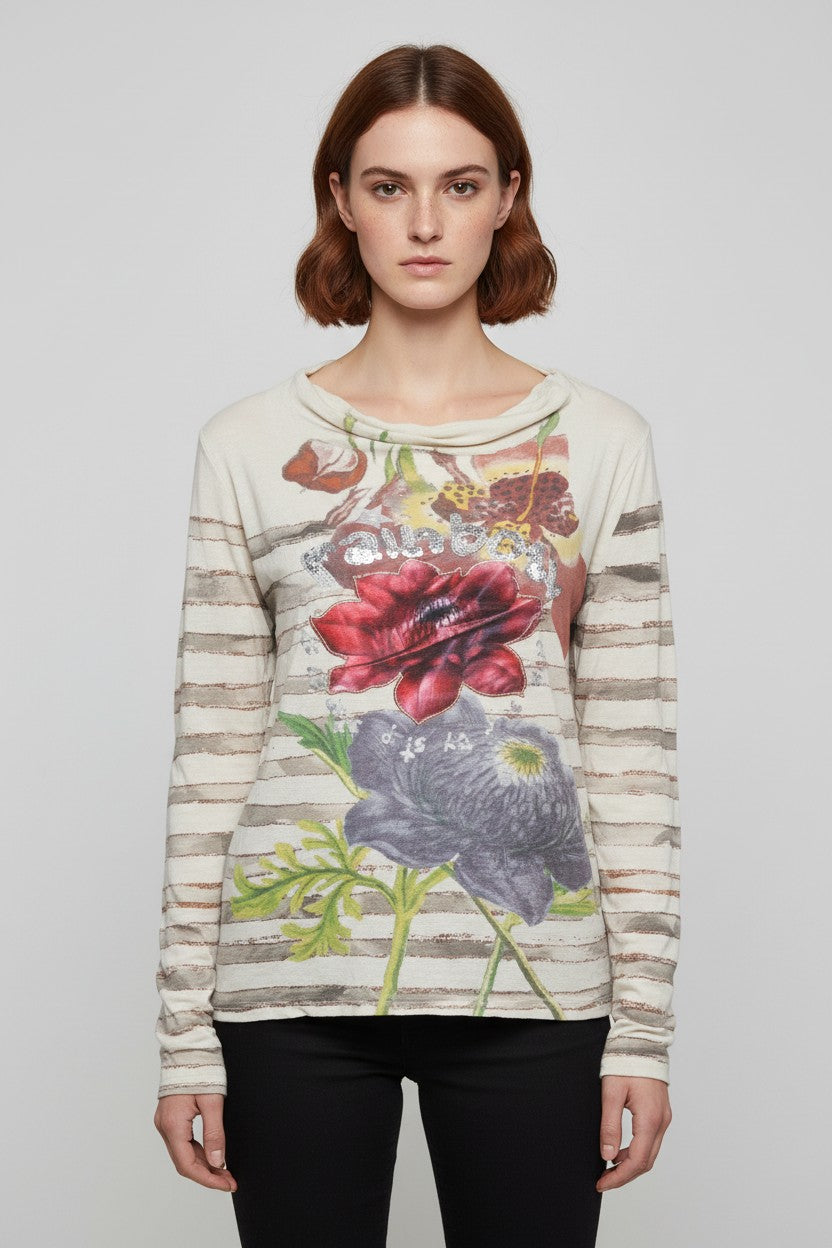Desigual Damen Top Beige Mehrfarbig Größe XL