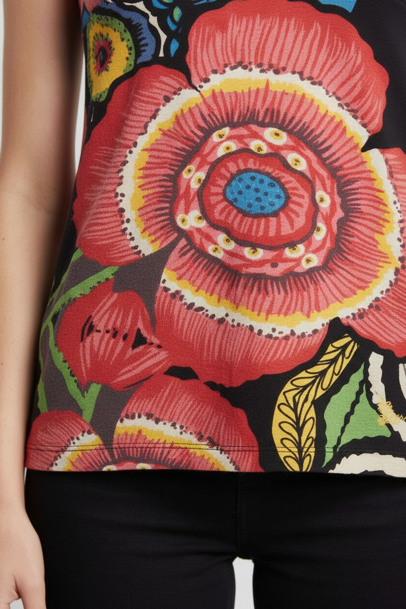 Desigual Damen Top Schwarz Mehrfarbig Größe S