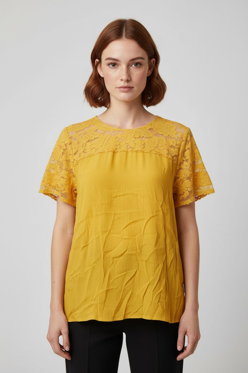 H&M Damen Top Gelb Größe L/XL