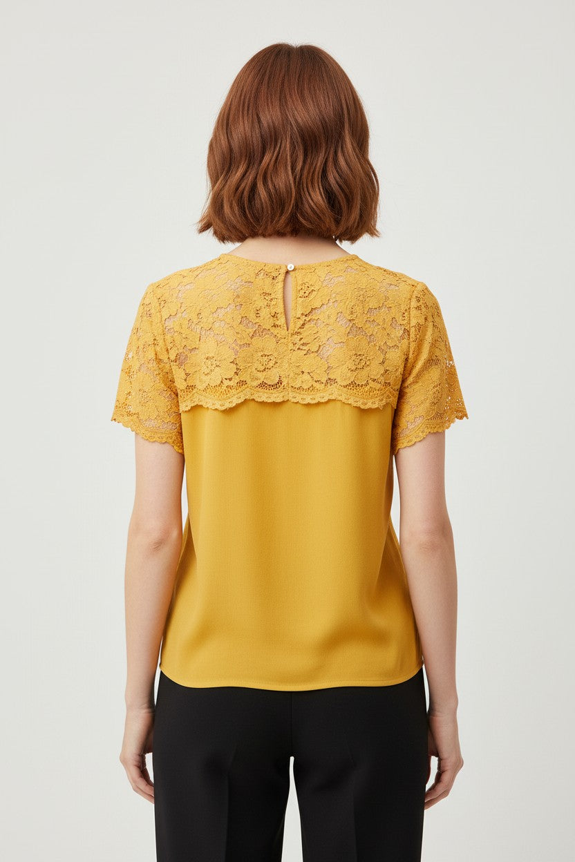 H&M Damen Top Gelb Größe L/XL