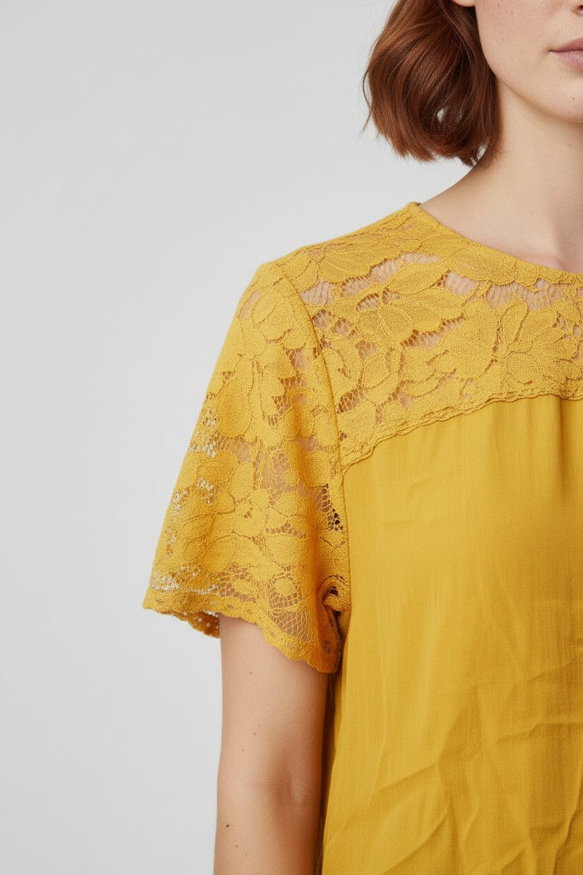 H&M Damen Top Gelb Größe L/XL