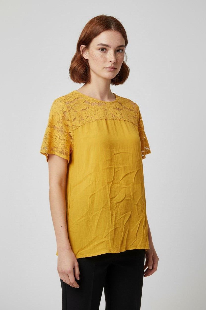 H&M Damen Top Gelb Größe L/XL