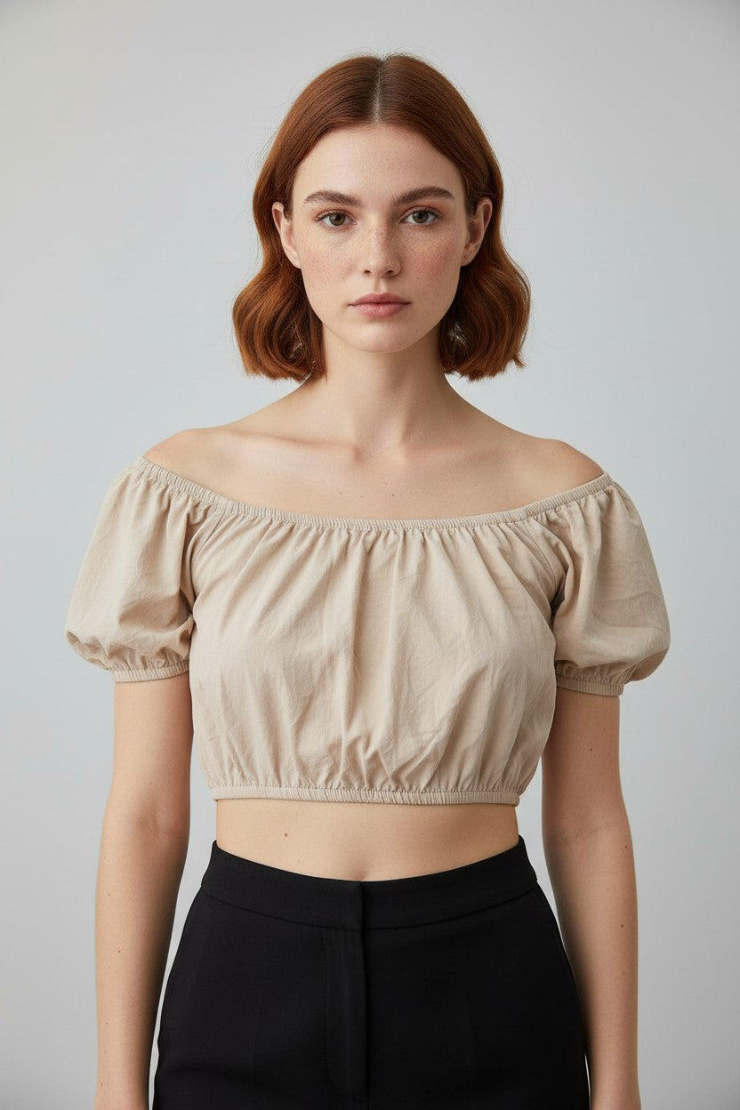 NLY Trend Damen Crop Top Beige Größe S
