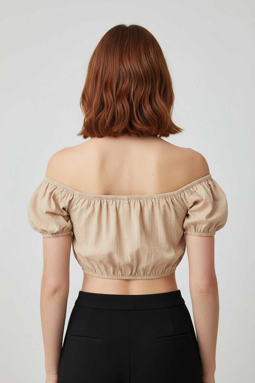 NLY Trend Damen Crop Top Beige Größe S