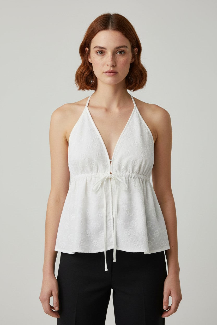Shein Curve Damen Neckholder Top Weiß Größe 0XL