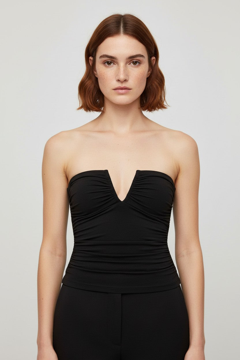 Stradivarius Damen Tube Top Schwarz Größe S