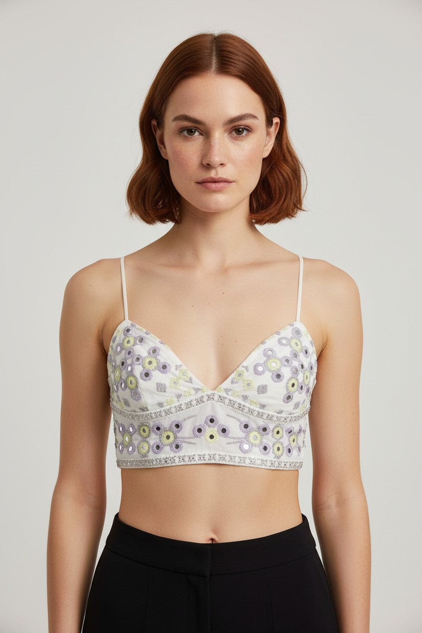 Bershka Damen Top Weiß Mehrfarbig Größe S
