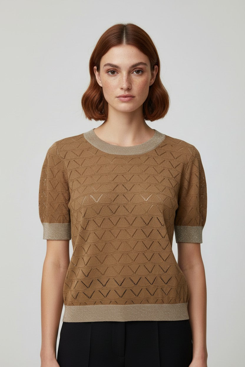 Créton Damen Top Braun Größe L