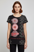 Desigual Damen Top Schwarz/Pink Größe S