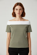 ESPRIT Damen Top Grün/Weiß Größe XL