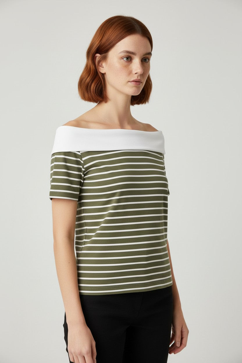 ESPRIT Damen Top Grün/Weiß Größe XL