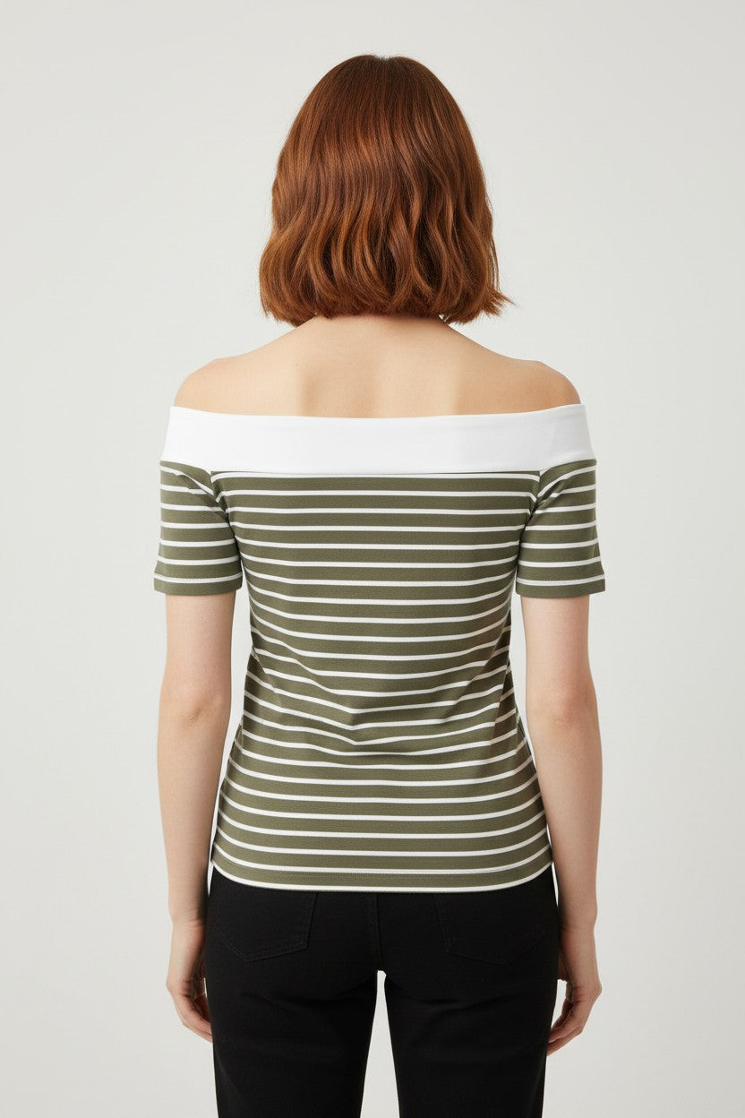 ESPRIT Damen Top Grün/Weiß Größe XL