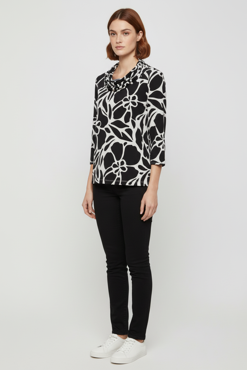ESPRIT Damen Top Schwarz/Weiß/Mehrfarbig Größe XL