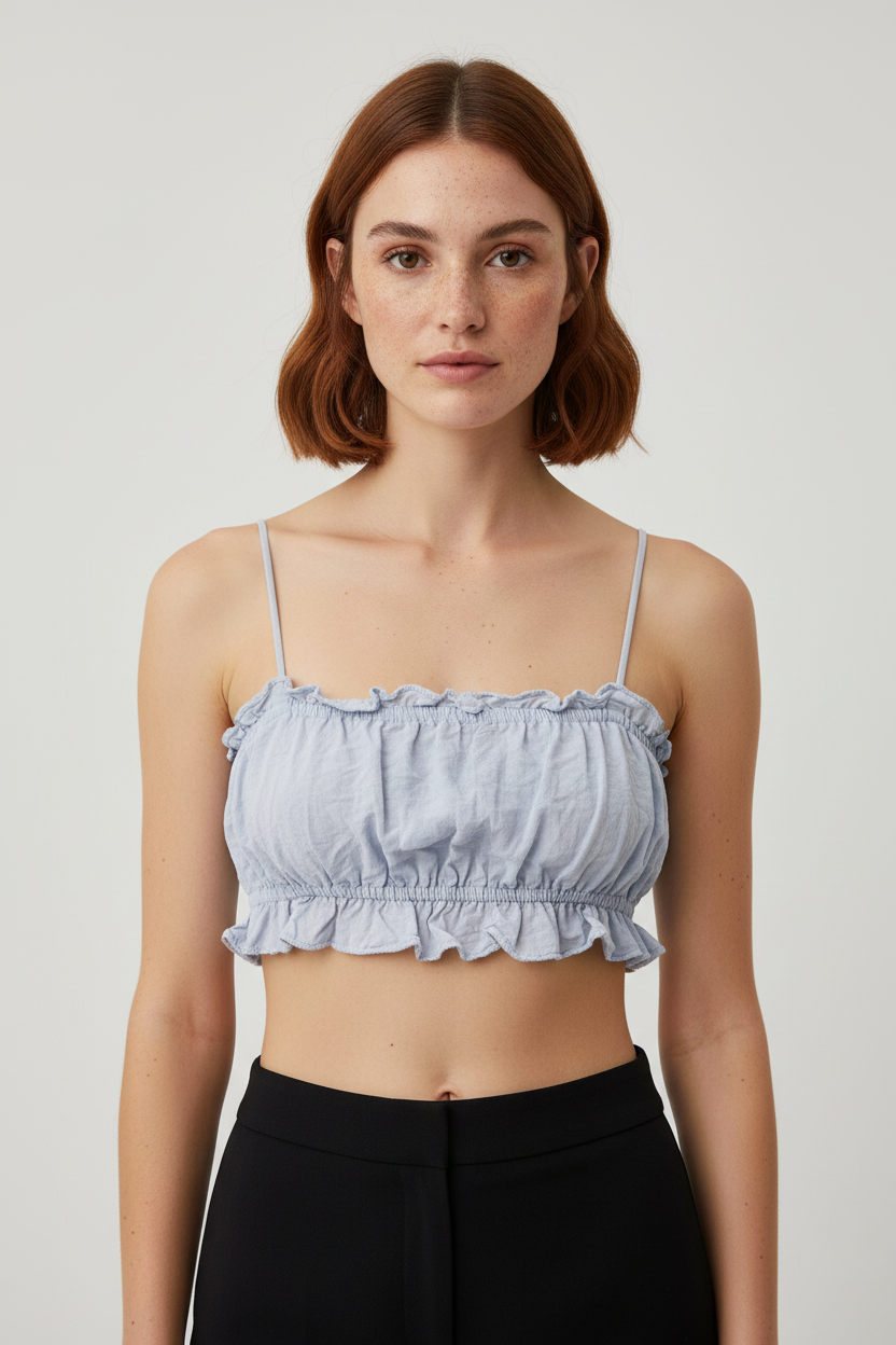 H&M Damen Crop Top Grau Größe S