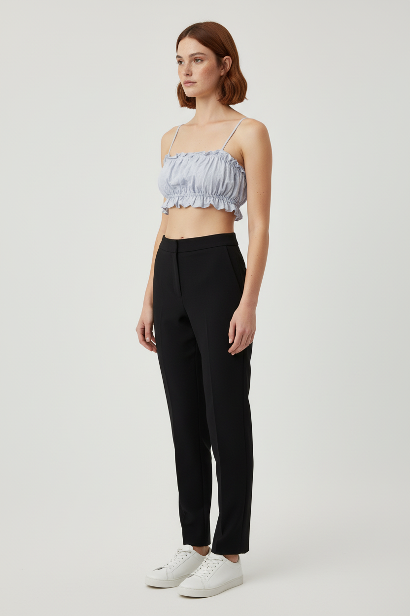 H&M Damen Crop Top Grau Größe S