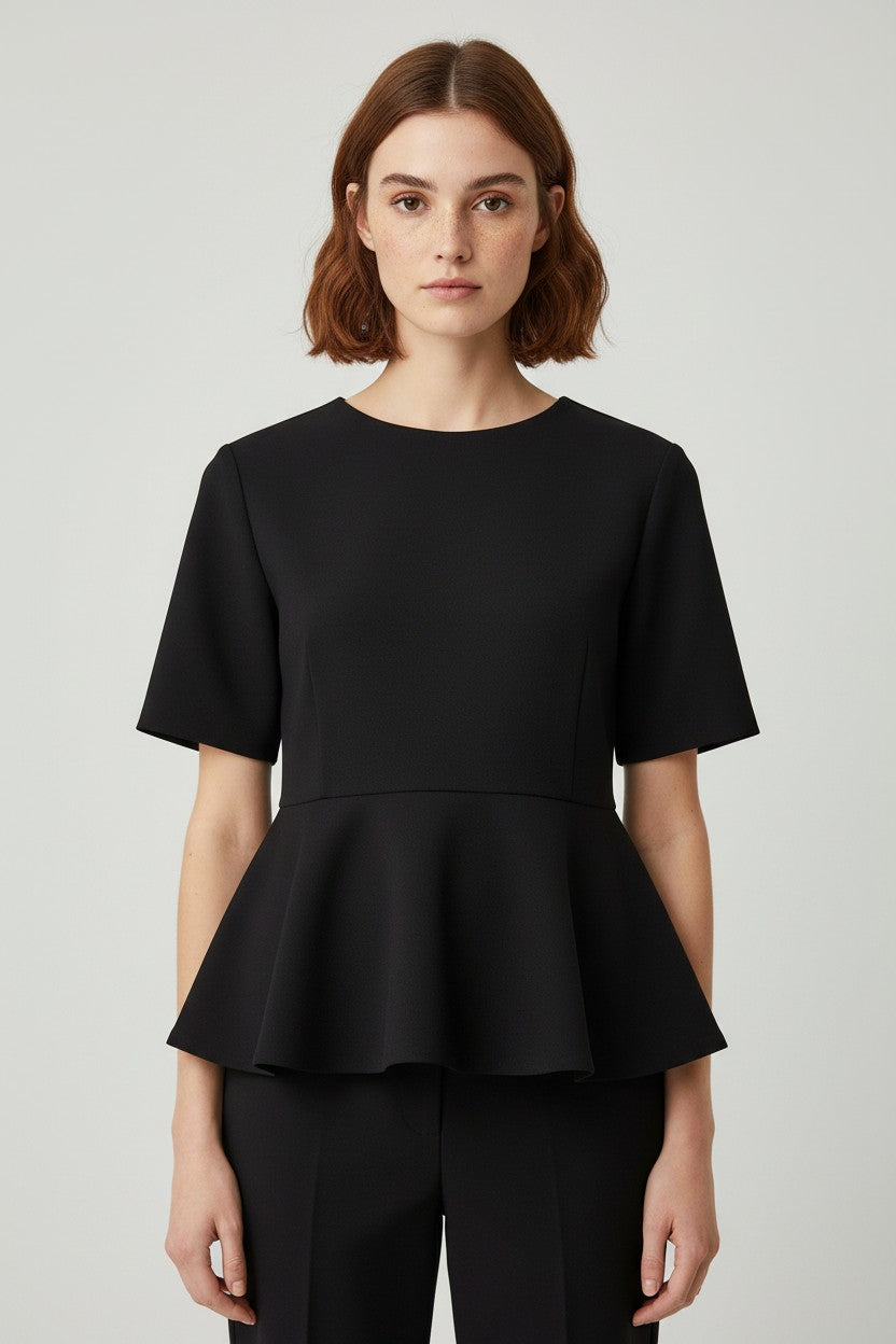 H&M Damen Peplum Top Schwarz Größe L