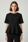 H&M Damen Peplum Top Schwarz Größe L