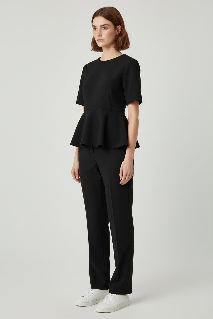 H&M Damen Peplum Top Schwarz Größe L