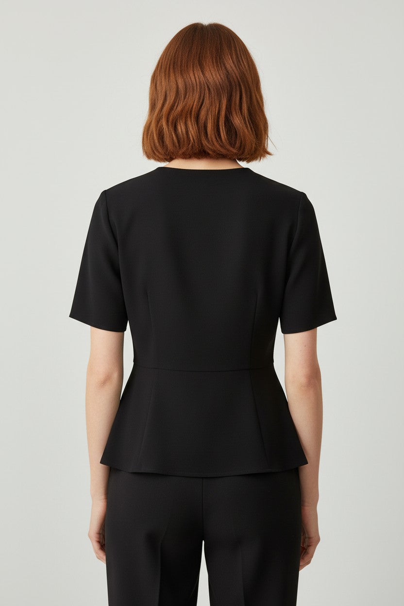 H&M Damen Peplum Top Schwarz Größe L