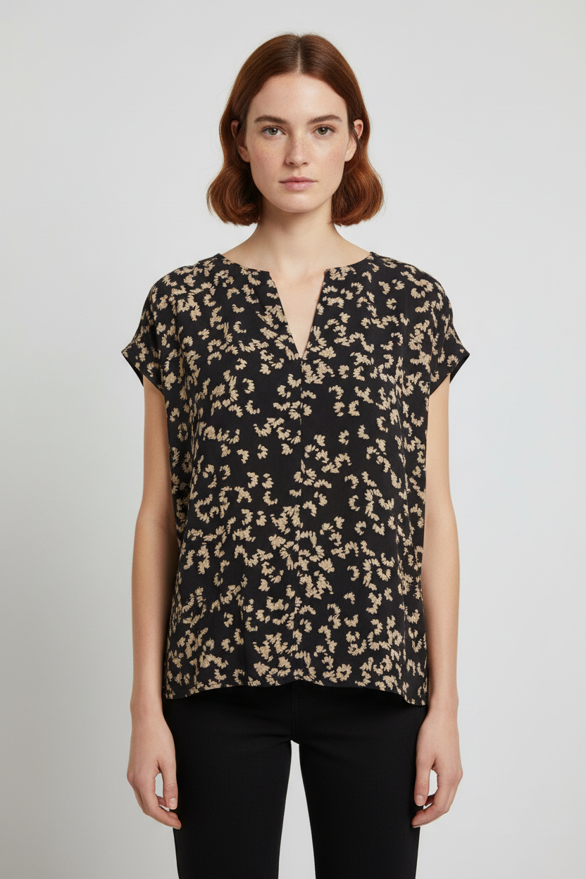 Lindex Damen Top Schwarz/Beige Größe XXL