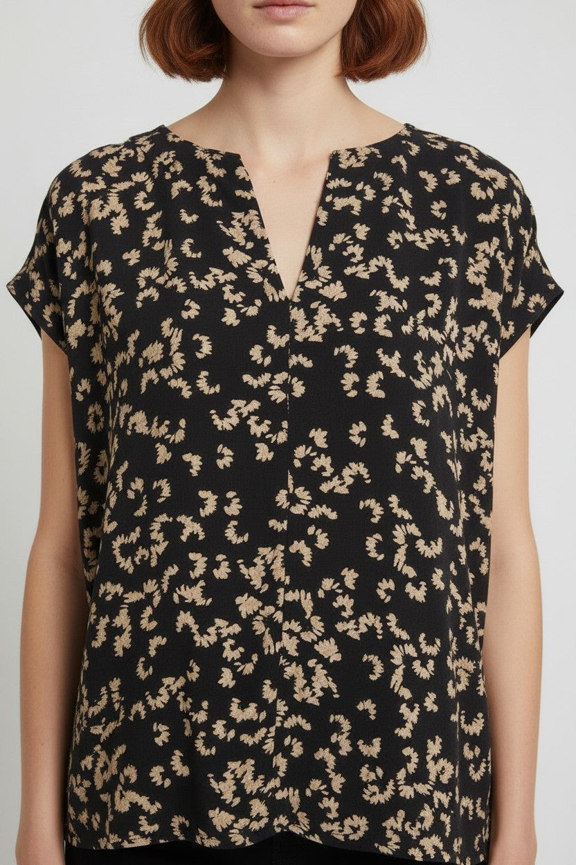 Lindex Damen Top Schwarz/Beige Größe XXL