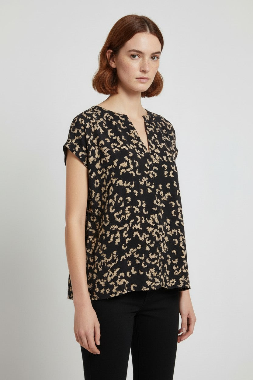 Lindex Damen Top Schwarz/Beige Größe XXL