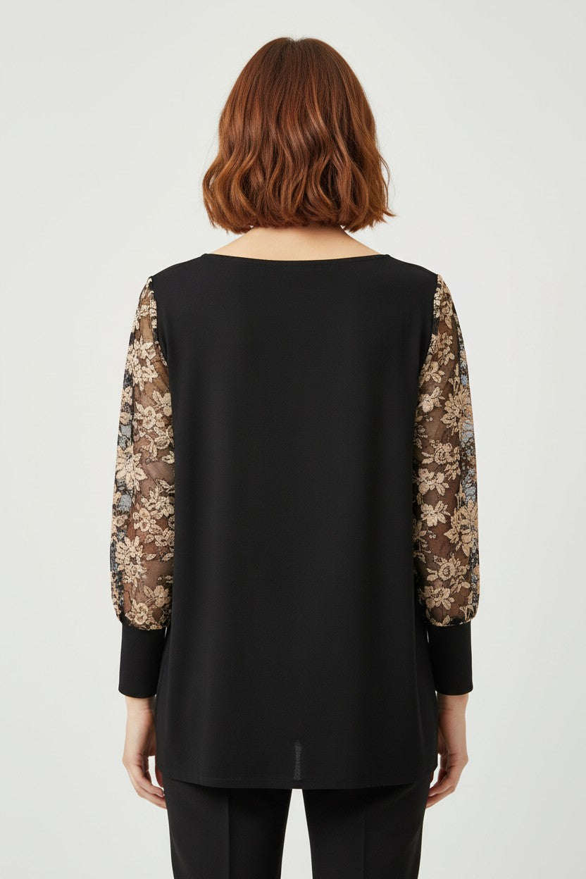 Lindex Damen Top Schwarz/Beige Größe XXL