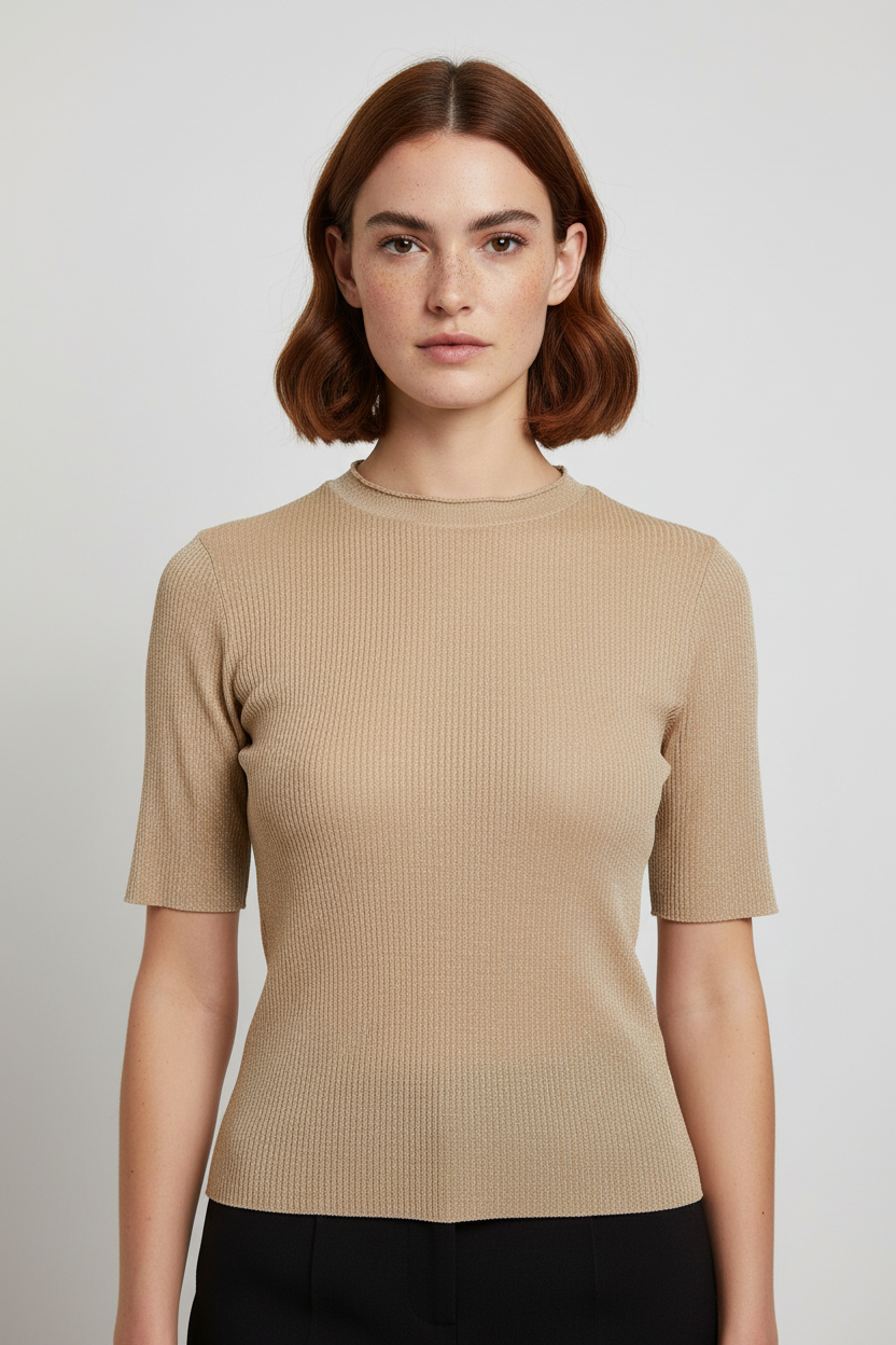 Massimo Dutti Damen Top Gold Größe L