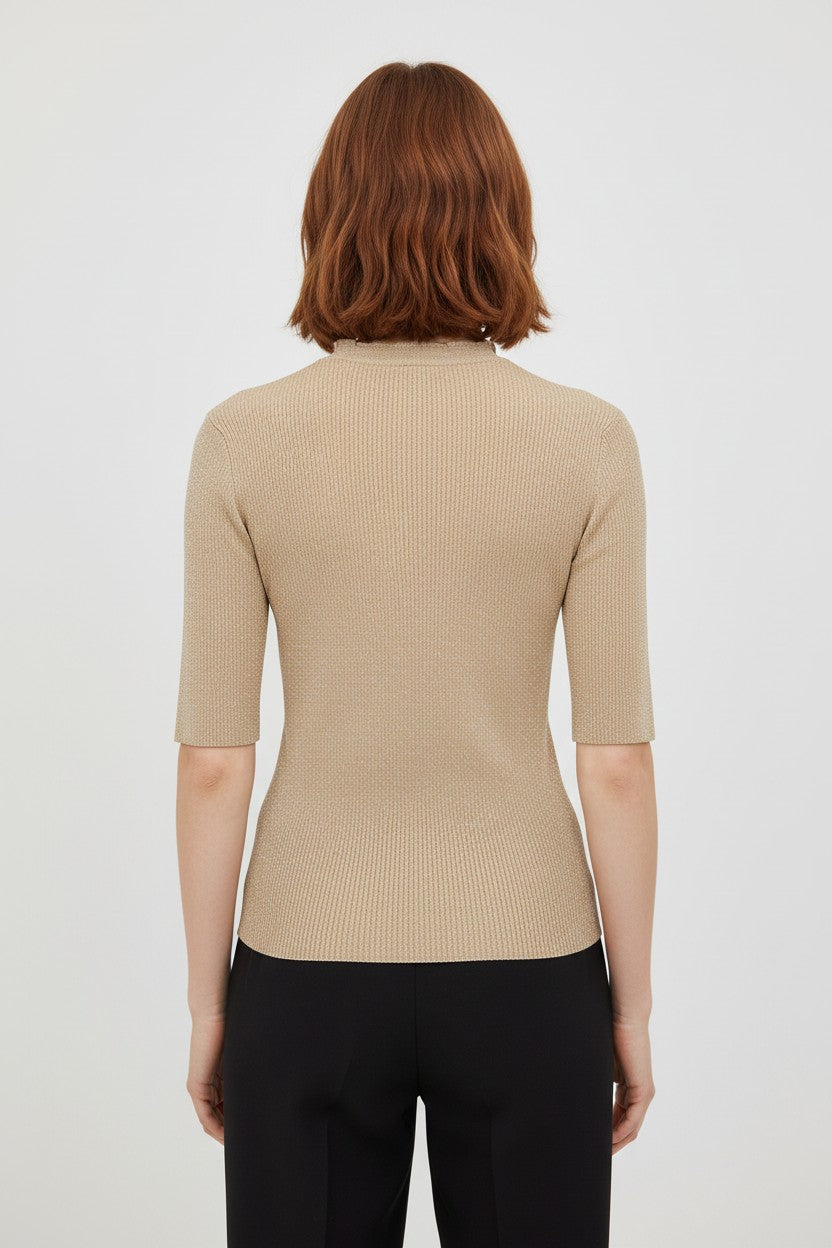 Massimo Dutti Damen Top Gold Größe L