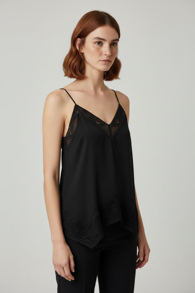 Massimo Dutti Damen Top Schwarz Größe S