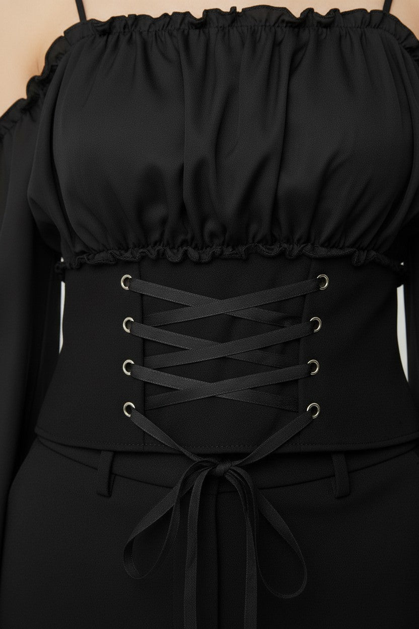 Romwe Damen Top Schwarz Größe L