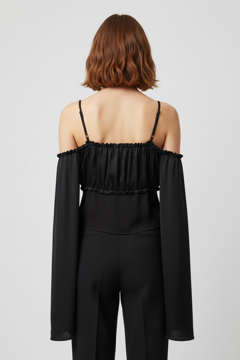 Romwe Damen Top Schwarz Größe L