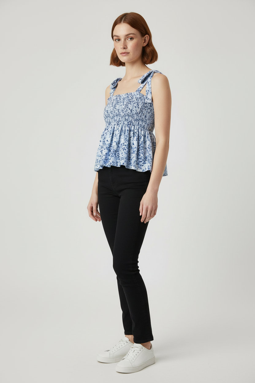 Shein Curve Damen Top Blau/Weiß/Mehrfarbig Größe 2XL