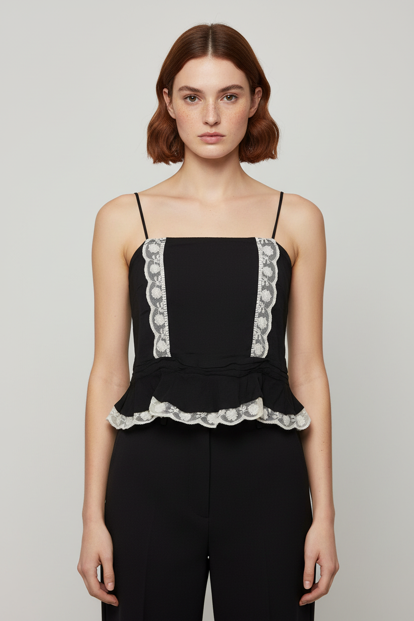 Zara Damen Top Schwarz Weiß Größe XS