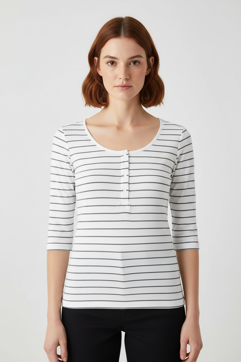 C&A Damen Top Weiß Schwarz Größe S