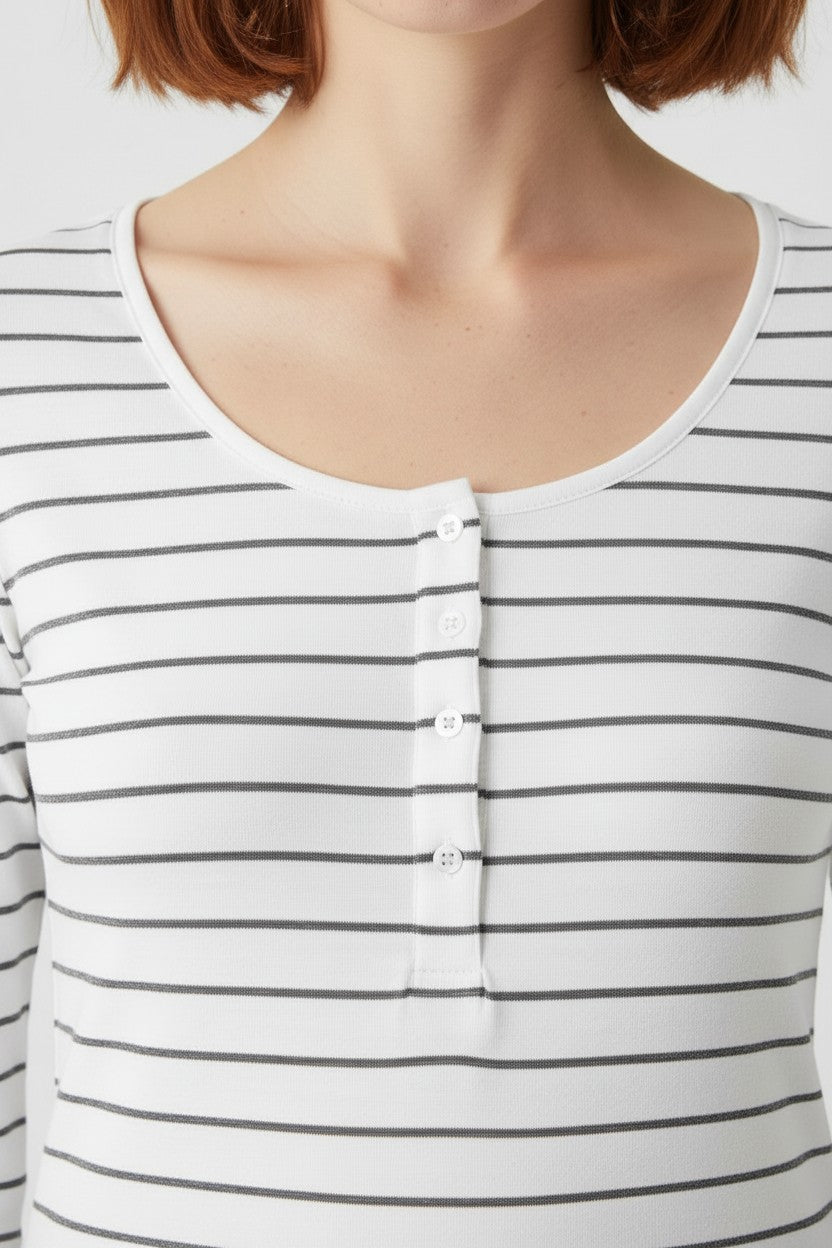 C&A Damen Top Weiß Schwarz Größe S