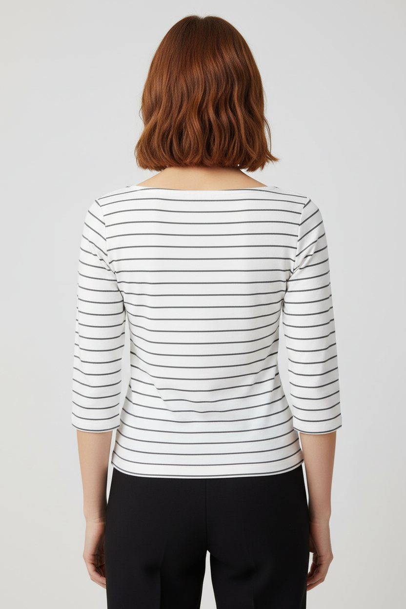 C&A Damen Top Weiß Schwarz Größe S