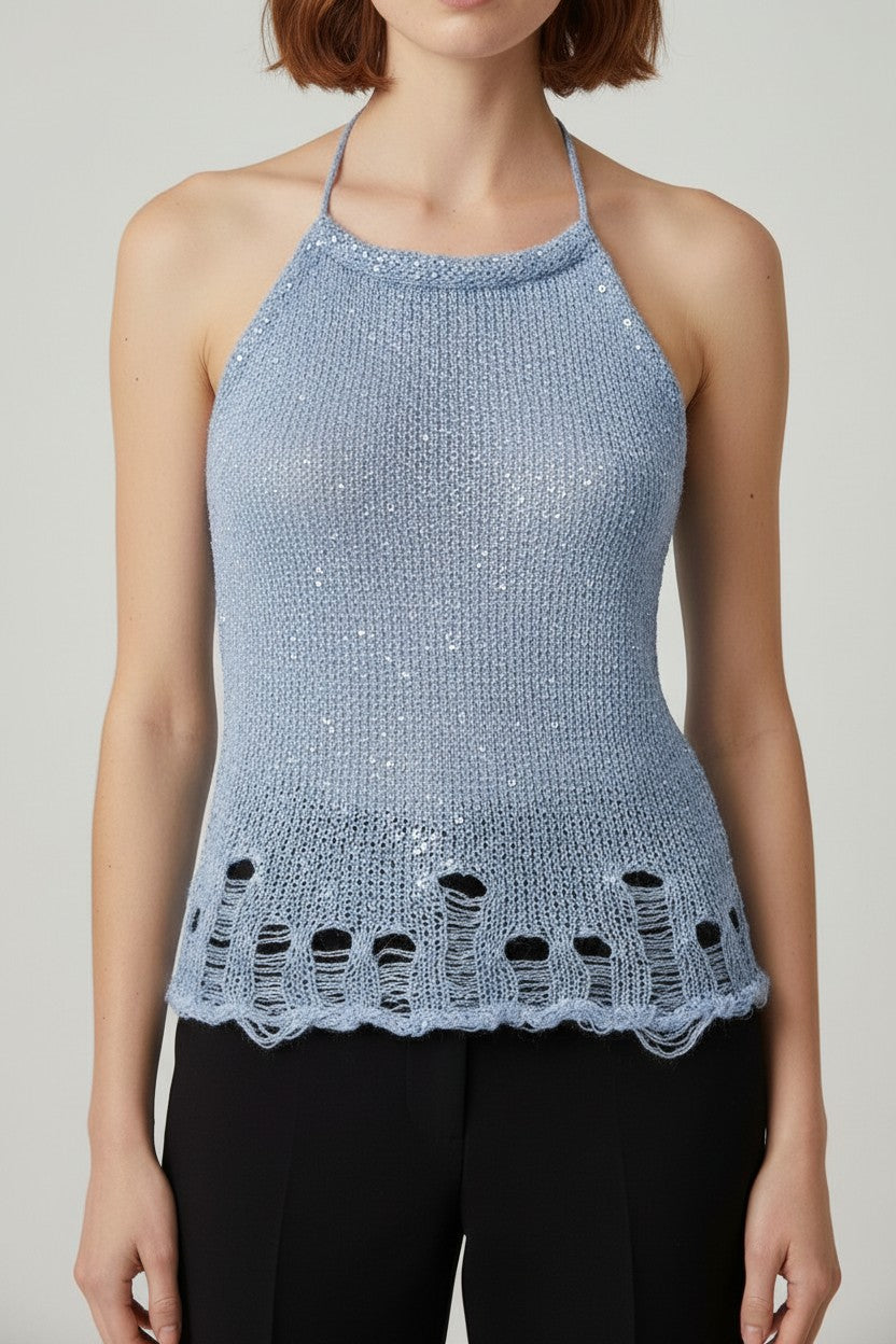 Damen Tube Top Blau Größe L
