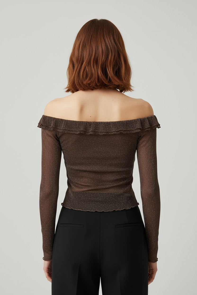 Dazy Damen Top Braun Größe L