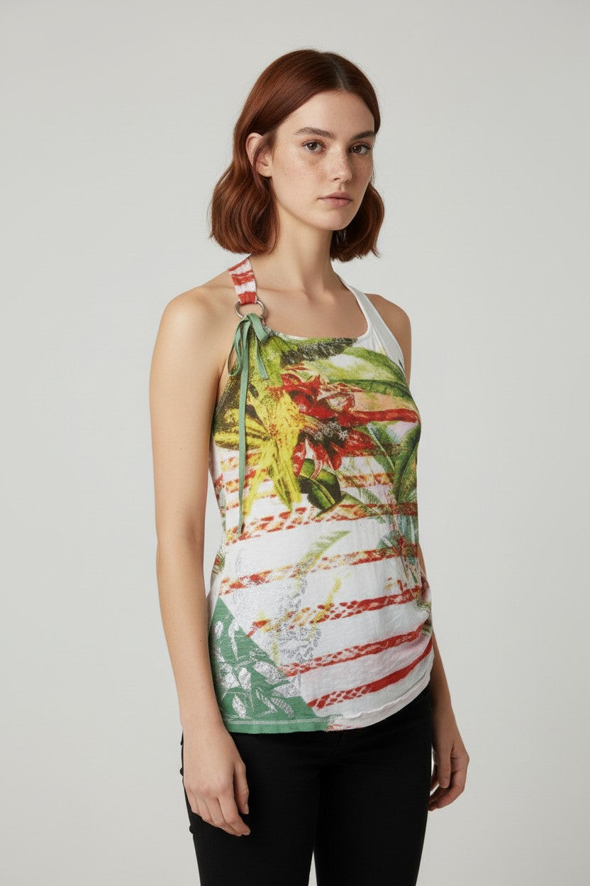 Desigual Damen Top Weiß Mehrfarbig Größe S
