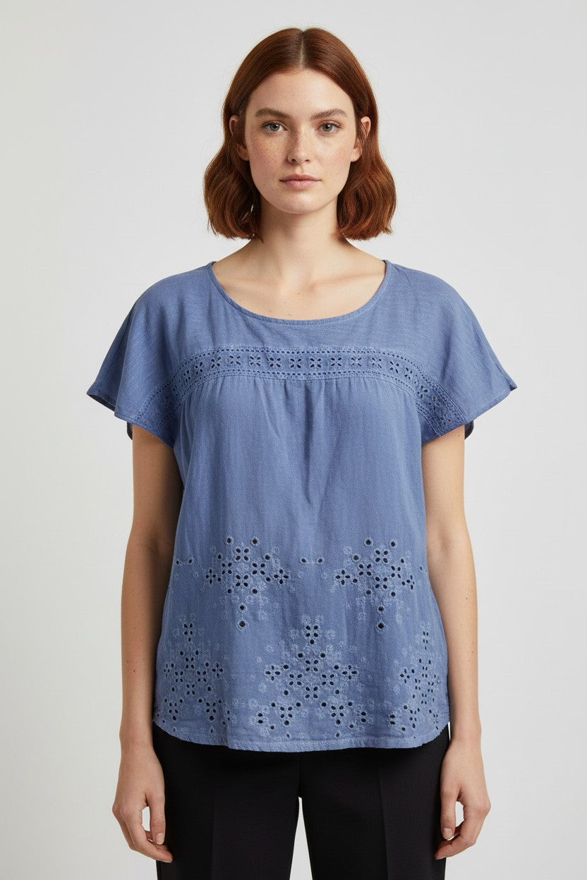 ESPRIT Damen Top Blau Größe L