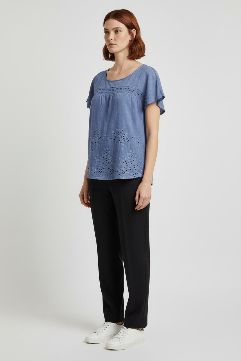 ESPRIT Damen Top Blau Größe L