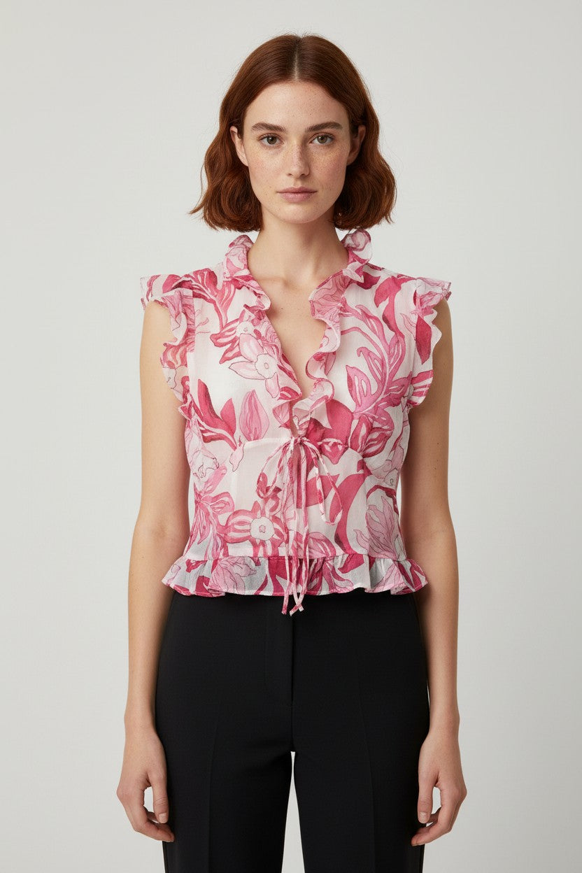 H&M Damen Top Pink Mehrfarbig Größe S