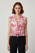 H&M Damen Top Pink Mehrfarbig Größe S