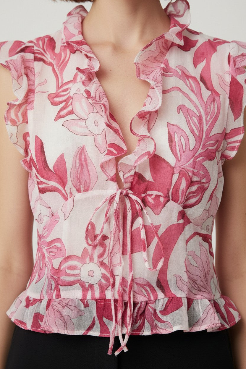 H&M Damen Top Pink Mehrfarbig Größe S