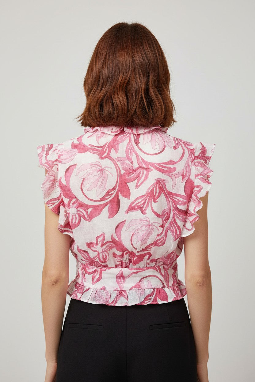 H&M Damen Top Pink Mehrfarbig Größe S